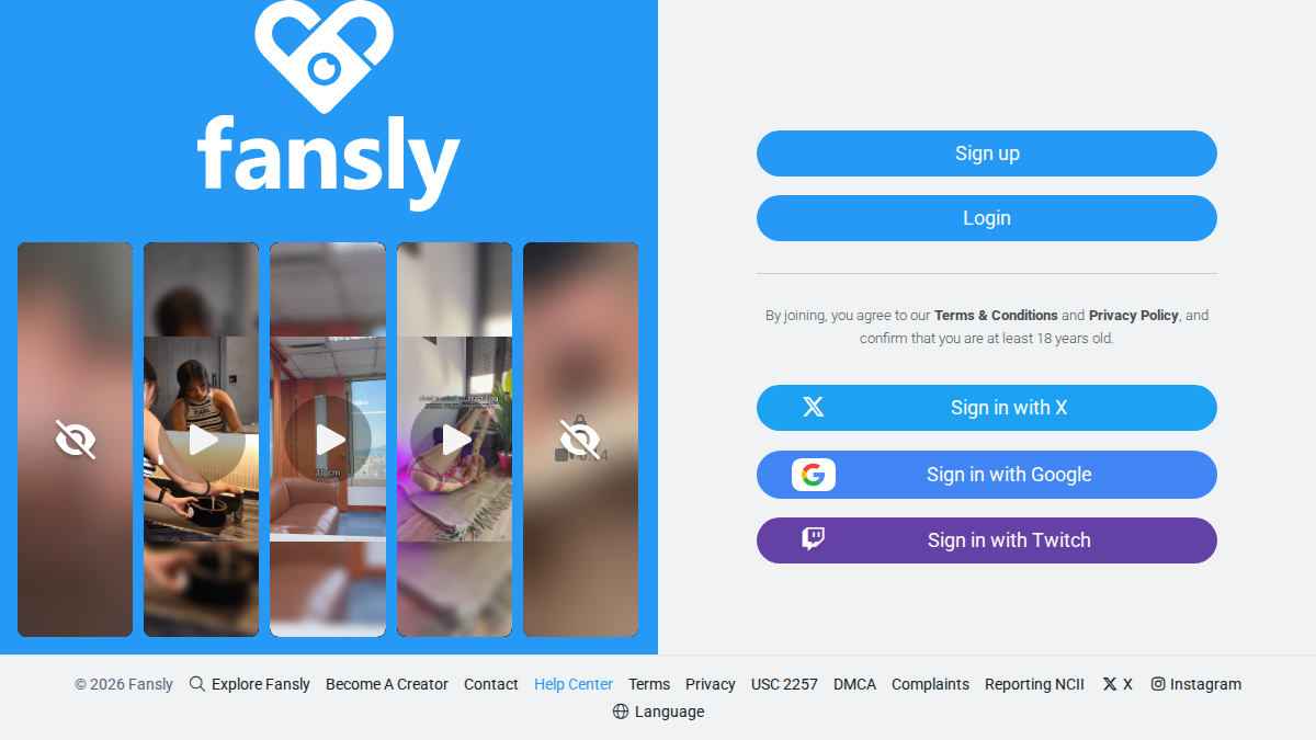 Fansly サイトプレビュー