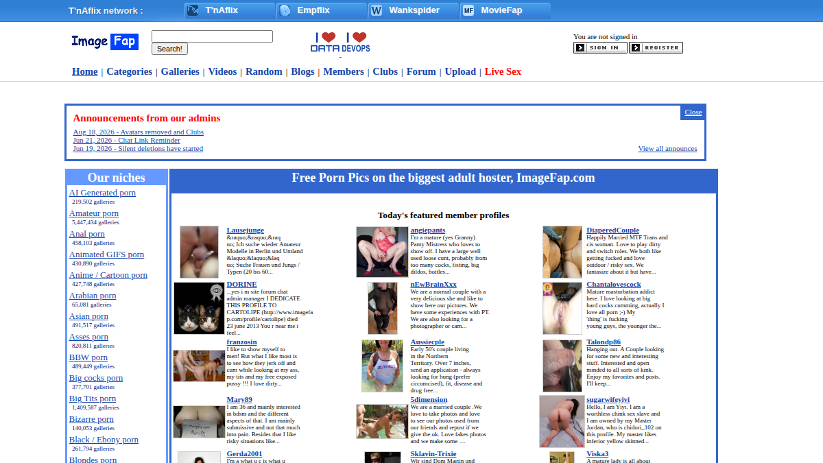 ImageFap サイトプレビュー