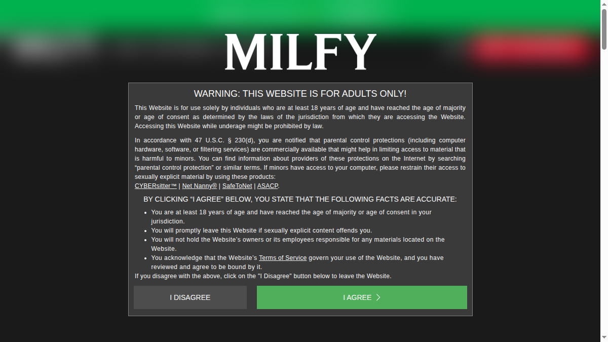 Milfy サイトプレビュー