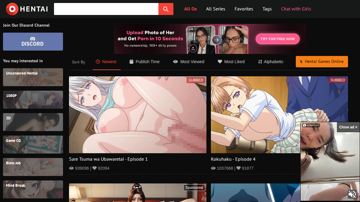 Ohentai サイトプレビュー